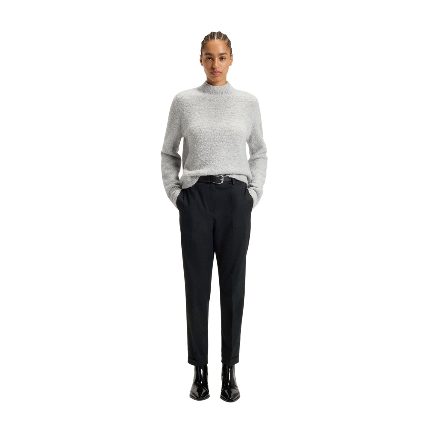 Dark Blue - Pack Shot - Boss Womens-Ladies Tachinoa Regular Chinos