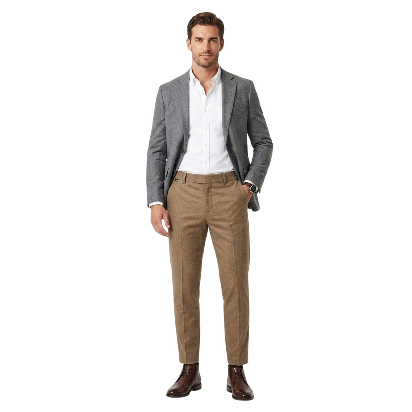Medium Beige - Lifestyle - Boss Mens Genius Virgin Wool Regular Trousers