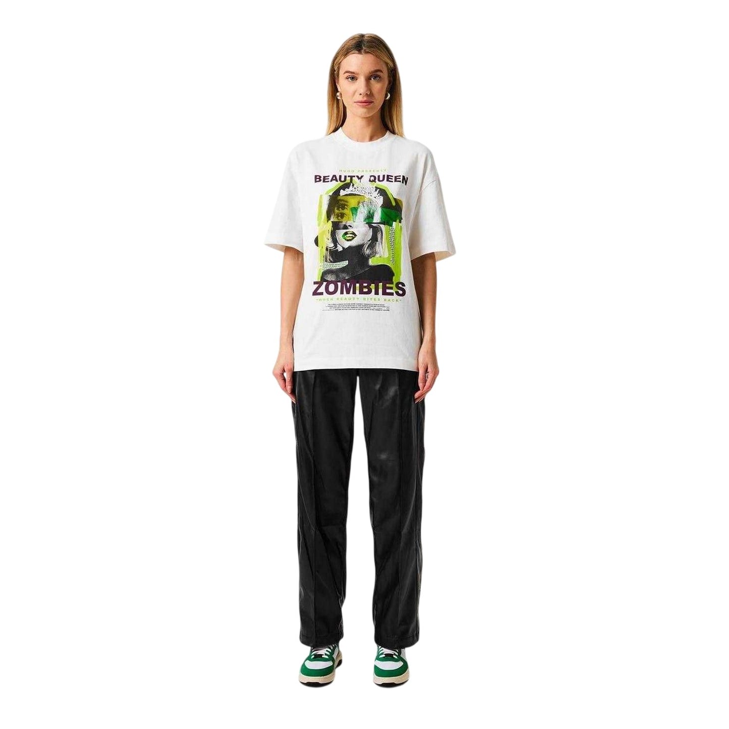 Black - Lifestyle - Hugo Womens-Ladies Popper Detail Relaxed Fit Tracksuit Bottoms