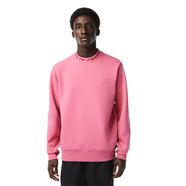 Pink - Side - Lacoste Mens Double Sided Logo Sweatshirt