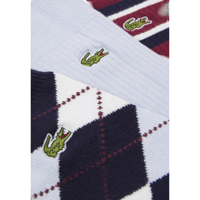 Multicoloured - Back - Lacoste Unisex Adult Cotton Crew Socks (Pack of 3)