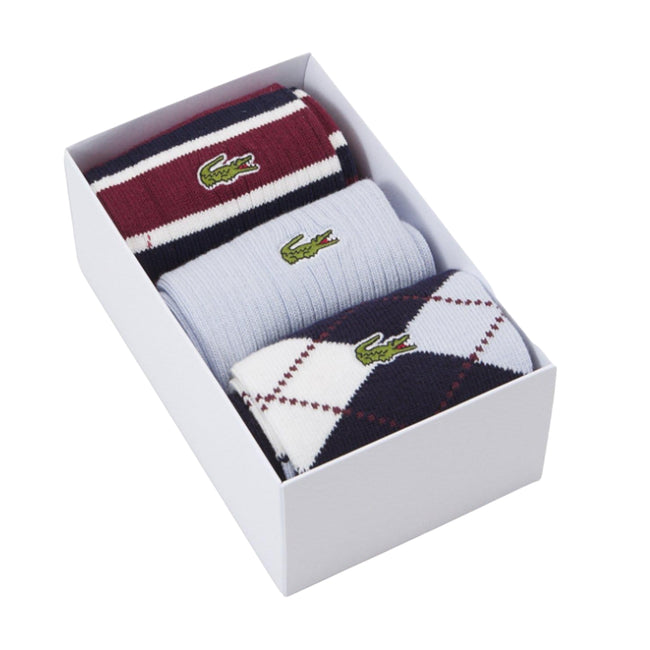 Multicoloured - Side - Lacoste Unisex Adult Cotton Crew Socks (Pack of 3)