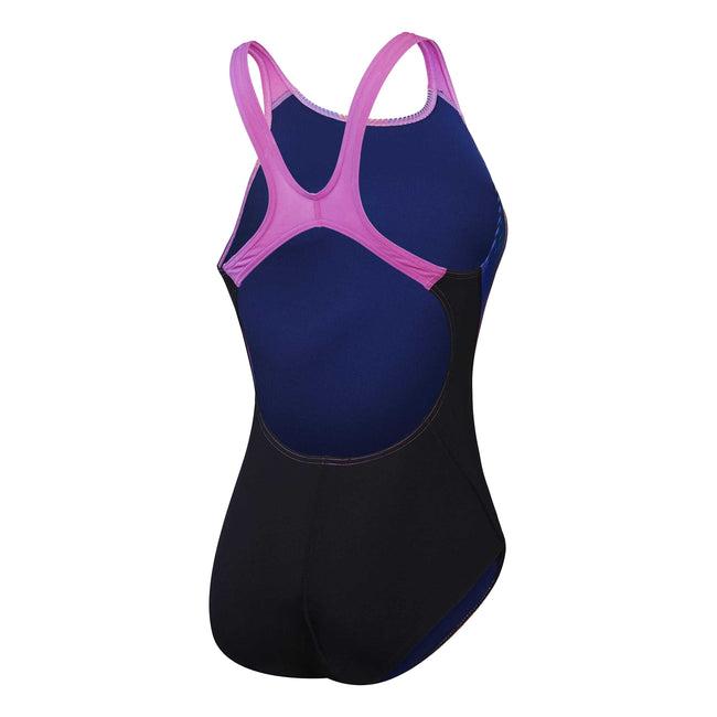 Multicoloured - Back - Speedo Womens-Ladies Recordbreaker Digital All-Over Print Training One Piece Swimsuit