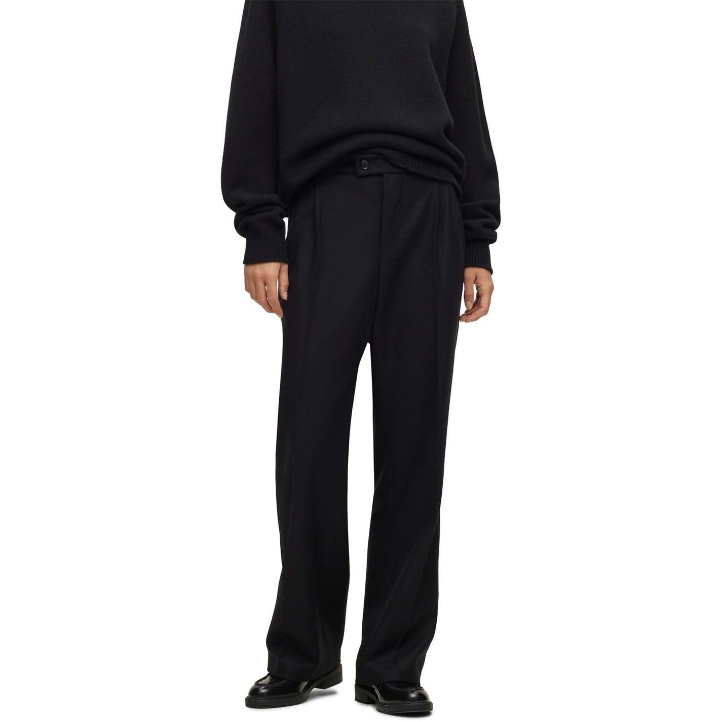Black - Side - Boss Mens Straight Slim Trousers