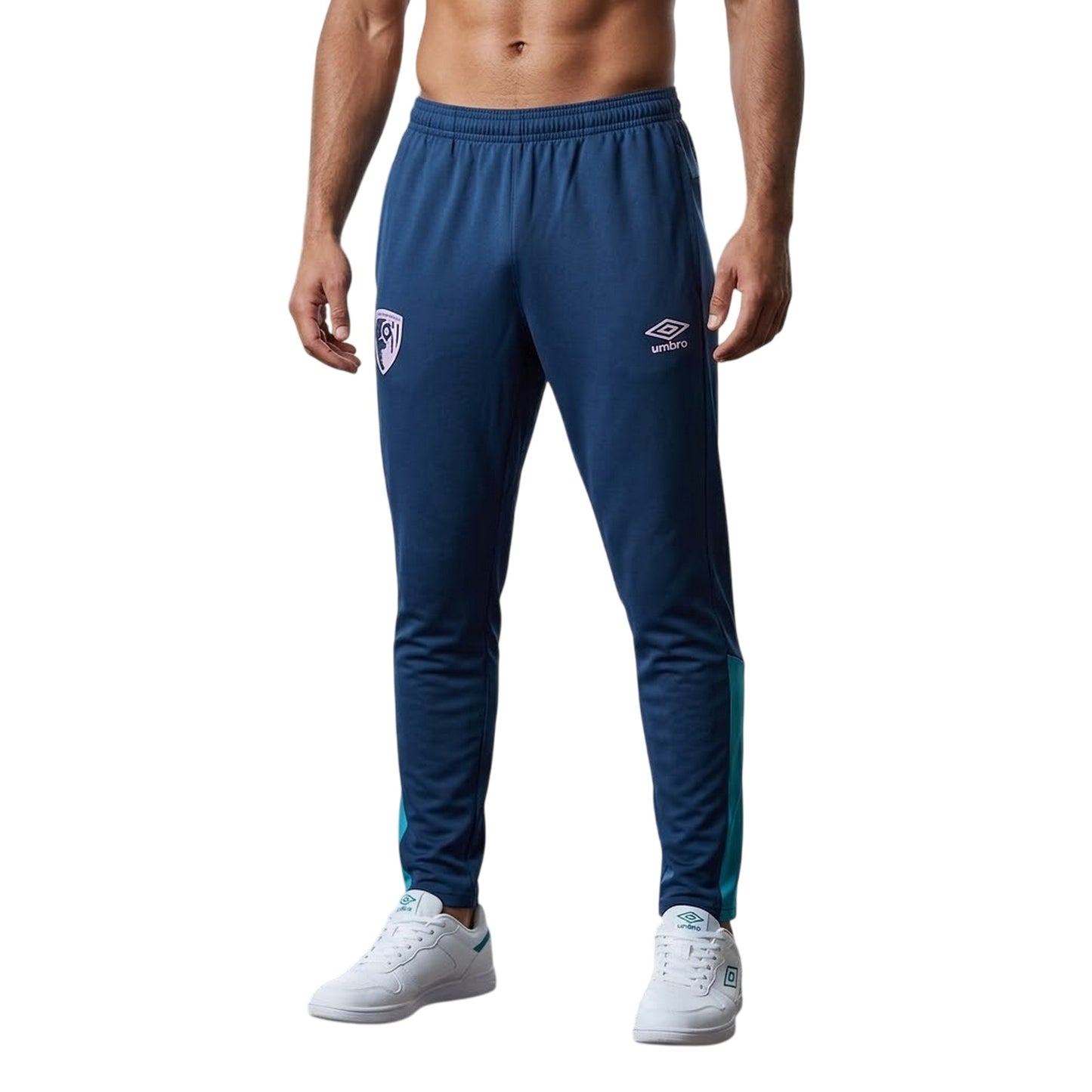 Blue - Side - Umbro Mens AFC Bournemouth Tracksuit Bottoms