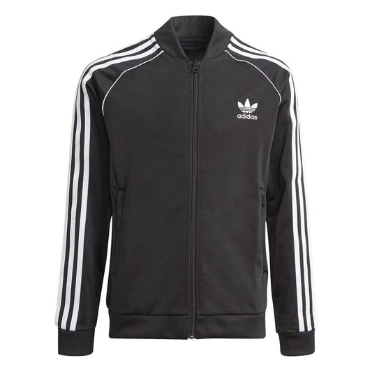 Black-White - Front - Adidas Boys Originals 3 Stripes Track Jacket