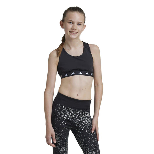 Black - Front - Adidas Girls Power Logo Sports Bra