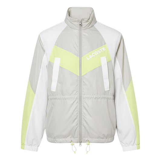 Grey - Front - Lacoste Womens-Ladies Colour Block Oversized Hooded Jacket