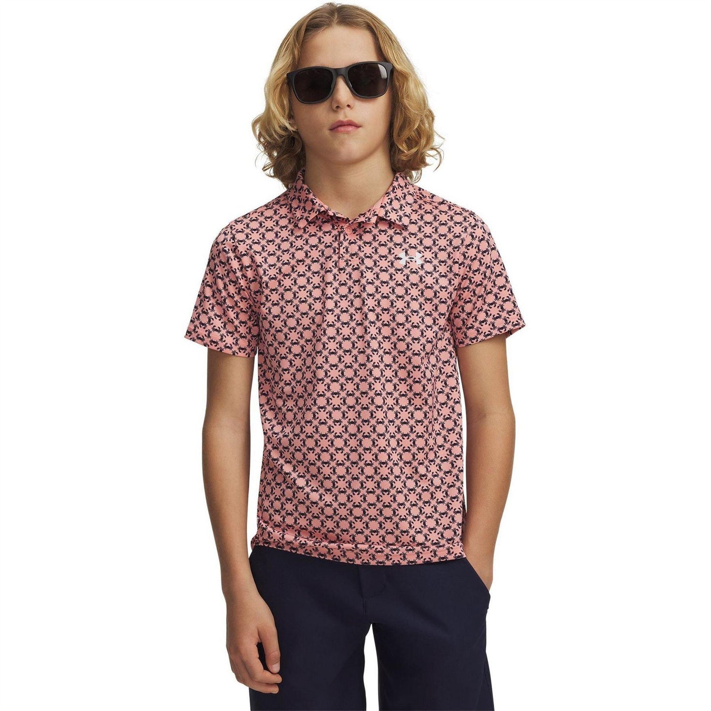 Pink-Navy - Pack Shot - Under Armour Boys Matchplay Polo Shirt