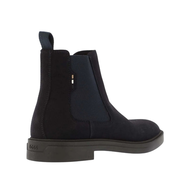 Dark Blue - Back - Boss Mens Calev Suede Chelsea Boots