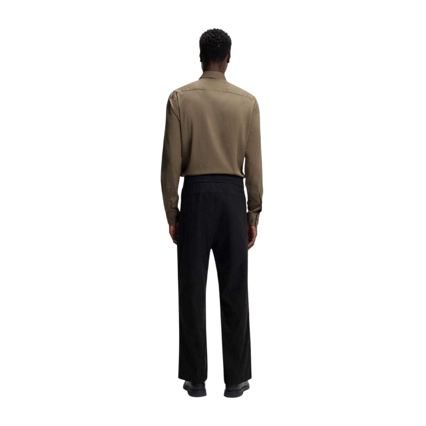 Grey - Close up - Hugo Boss Mens Solid Slim Long-Sleeved Shirt