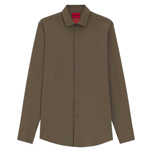 Grey - Front - Hugo Boss Mens Solid Slim Long-Sleeved Shirt
