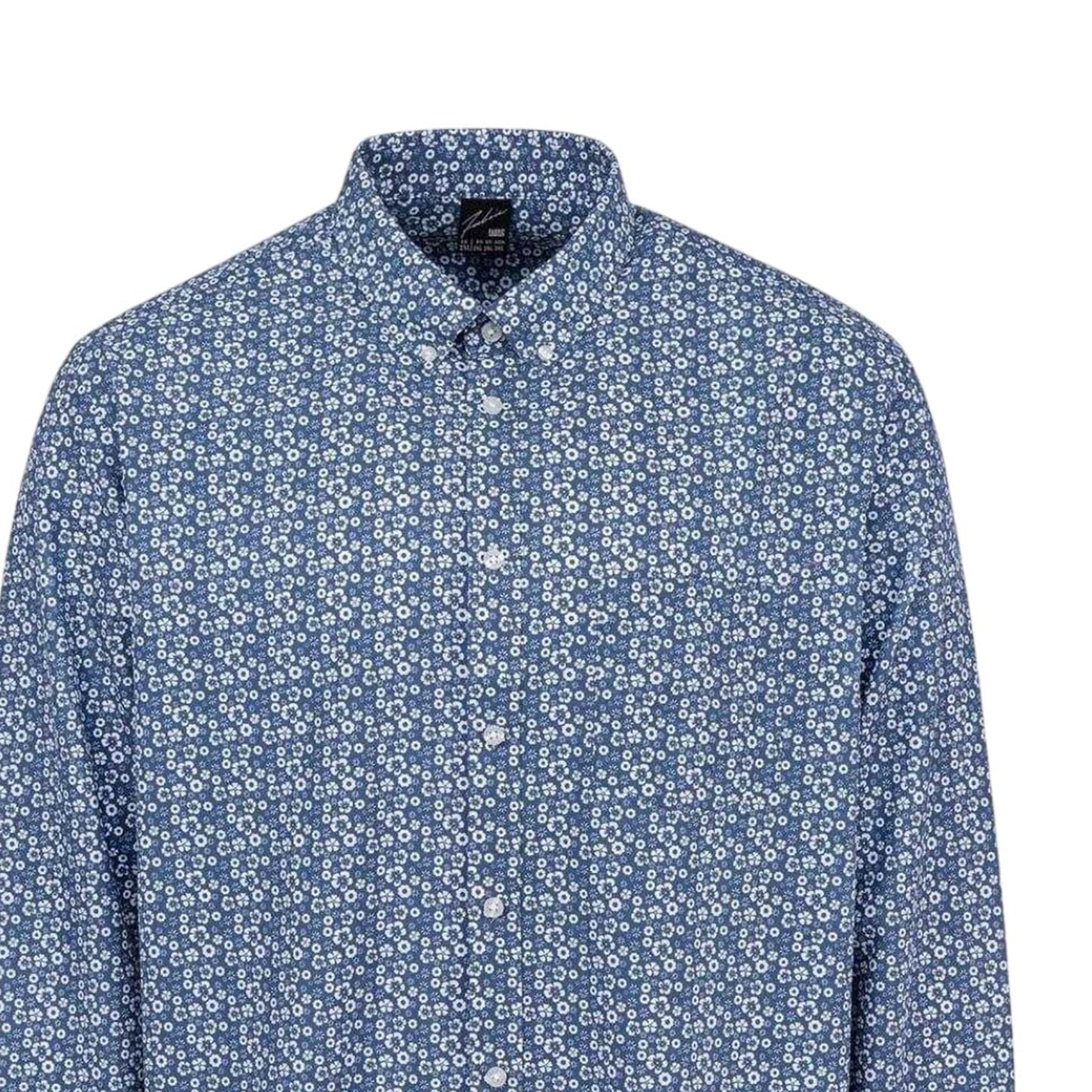 Floral - Side - Fabric Mens Floral Poplin Long-Sleeved Shirt