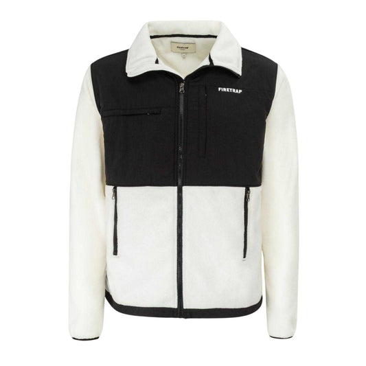 Natural - Front - Firetrap Mens Colour Block Fleece Jacket