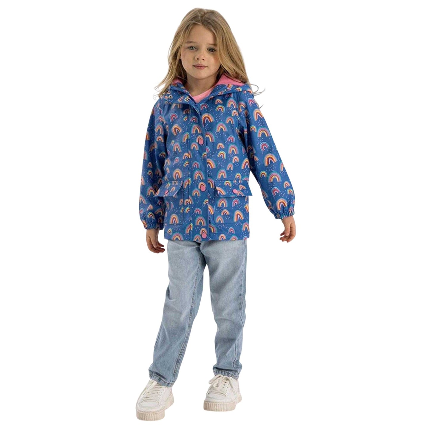 Royal Blue - Pack Shot - Minoti Girls Rainbow Raincoat