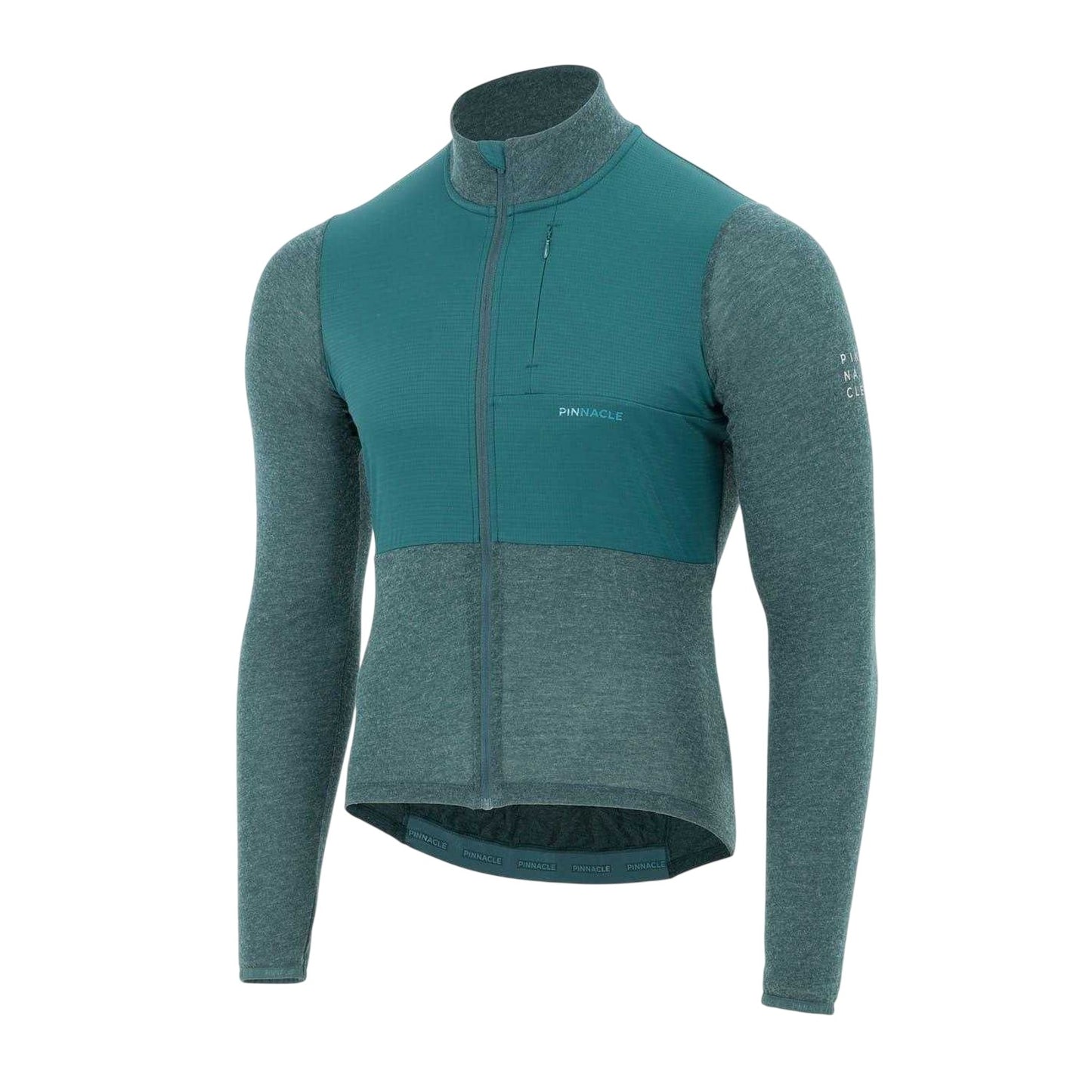 Green Marl - Side - Pinnacle Mens Merino Long-Sleeved Cycling Jersey