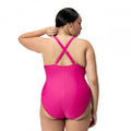 Pink - Back - Speedo Womens-Ladies Shaping V Neck Plus One Piece Swimsuit