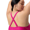 Pink - Side - Speedo Womens-Ladies Shaping V Neck Plus One Piece Swimsuit