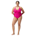 Pink - Pack Shot - Speedo Womens-Ladies Shaping V Neck Plus One Piece Swimsuit