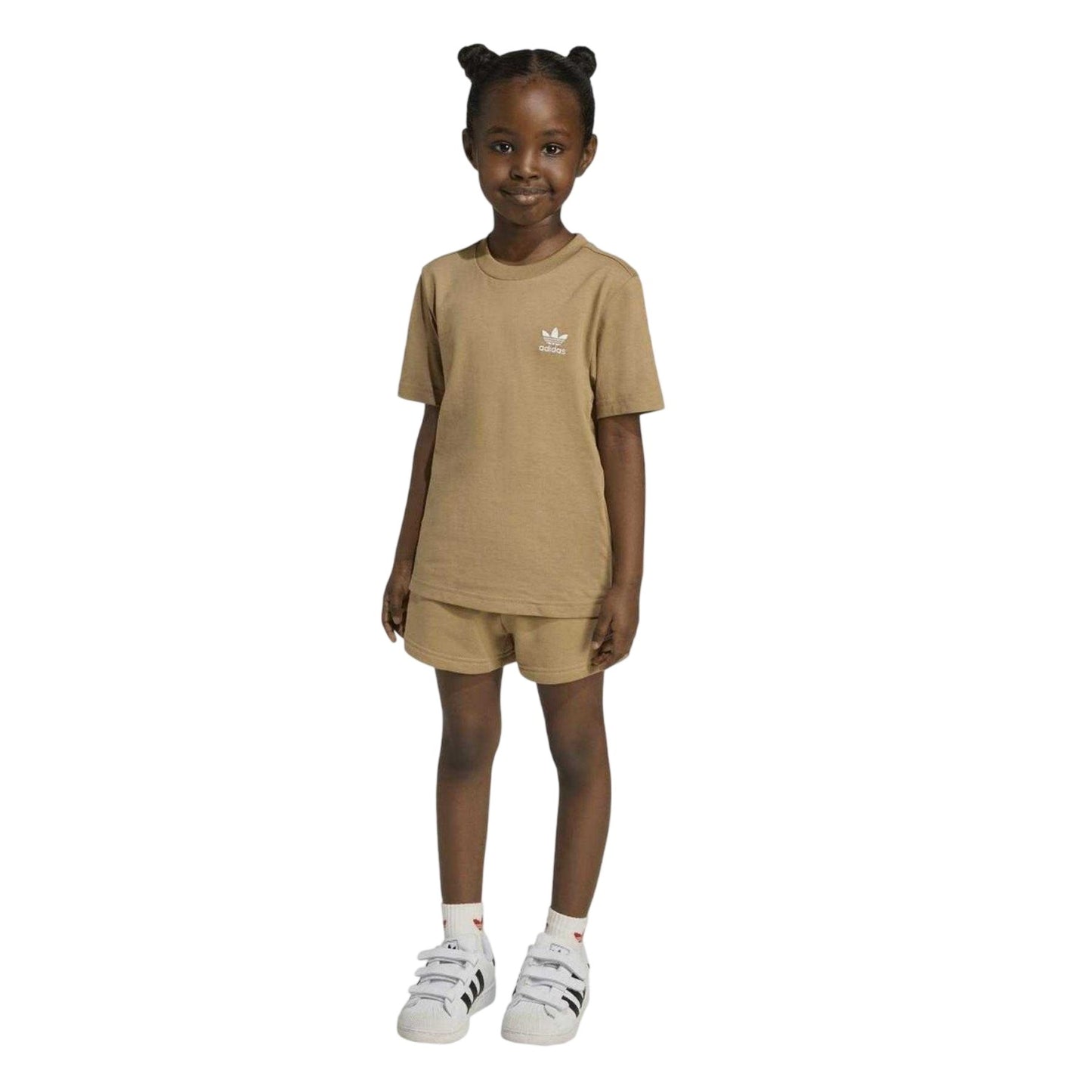 Brown - Lifestyle - Adidas Childrens-Kids Logo Cotton T-Shirt & Shorts Set