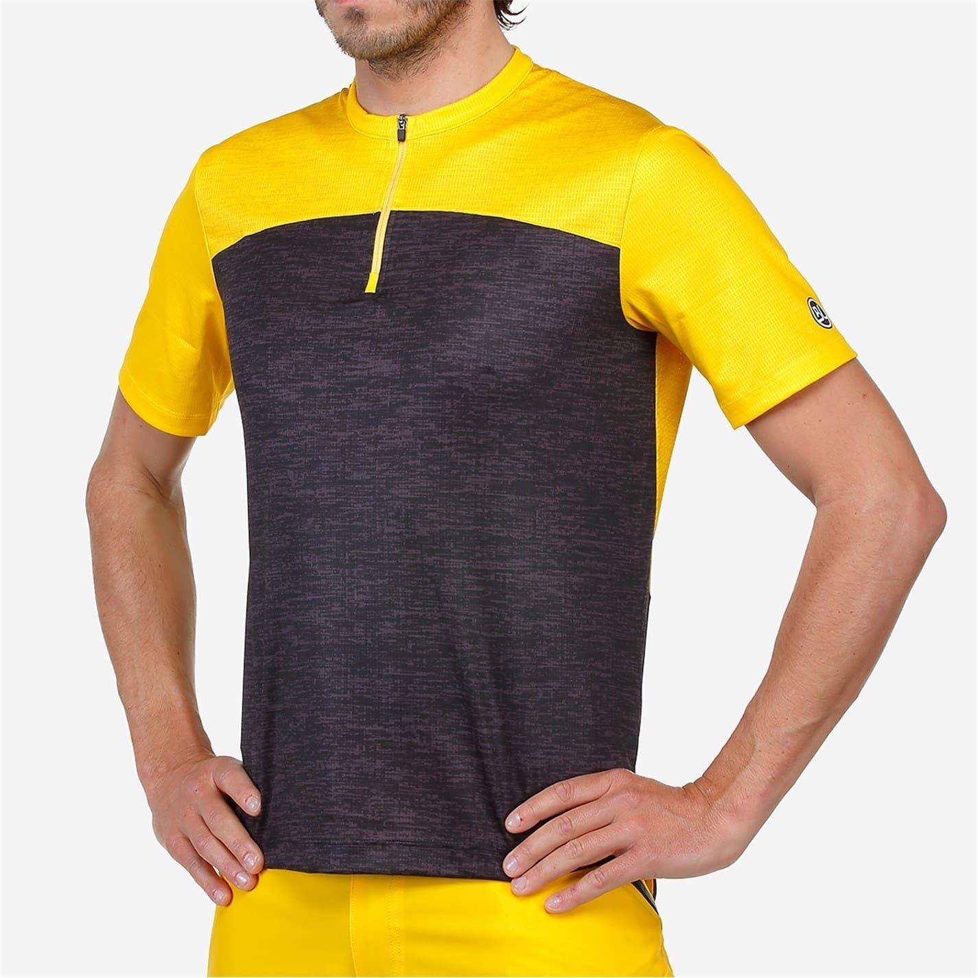 Black-Yellow - Side - Bicycle Line Mens Sentiero Short-Sleeved Cycling Jersey