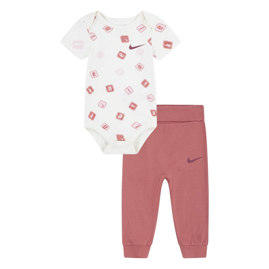 Red - Front - Nike Baby All-Over Print Bodysuit Set