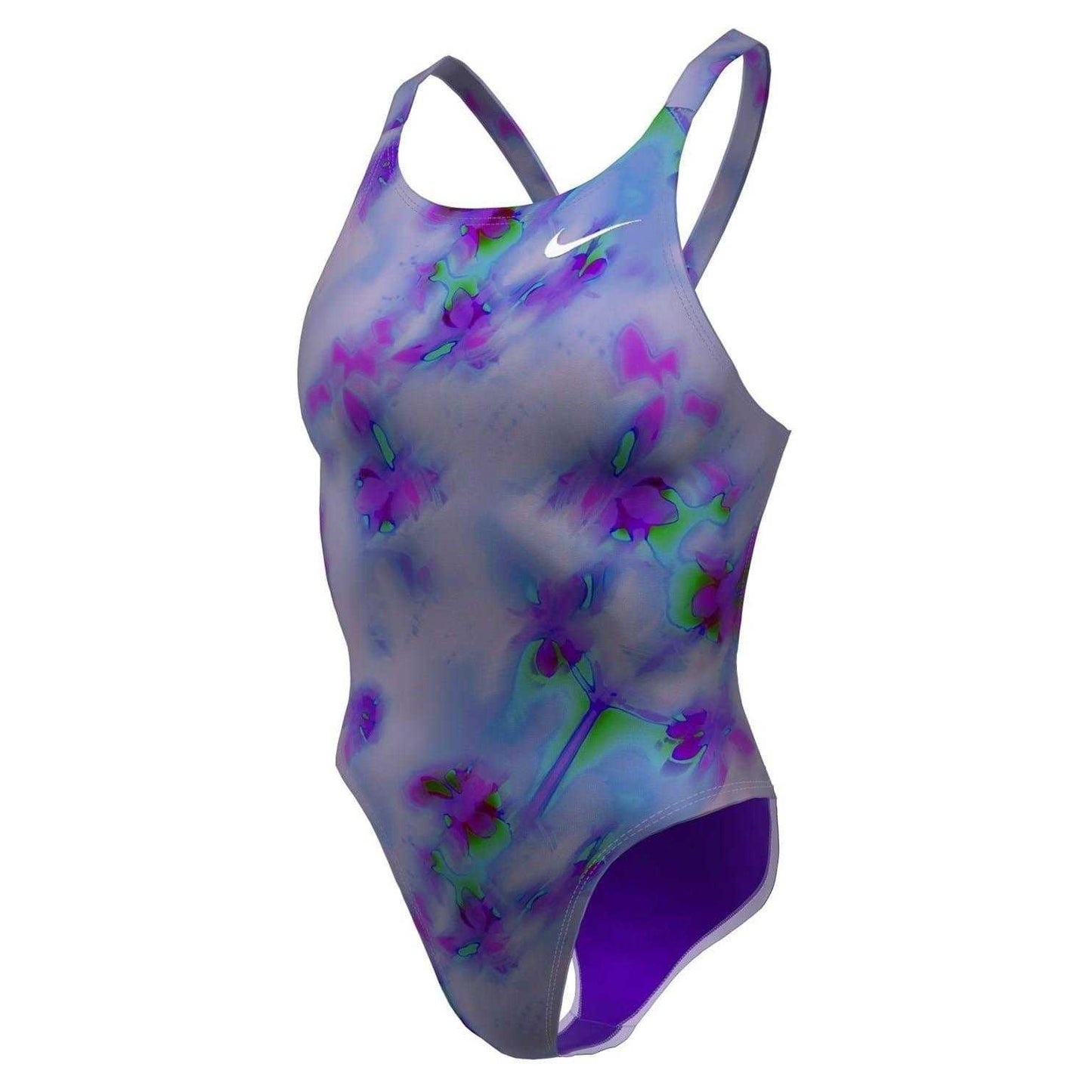Court Purple - Side - Nike Womens-Ladies Floral Pattern One Piece Swimsuit