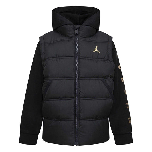 Black-Gold - Front - Nike Childrens-Kids Air Jordan Puffer Jacket