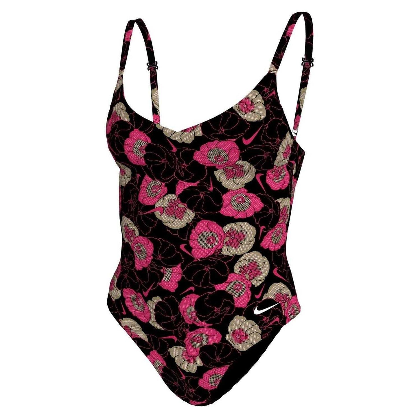Midnight Navy - Side - Nike Womens-Ladies Floral Pattern One Piece Swimsuit