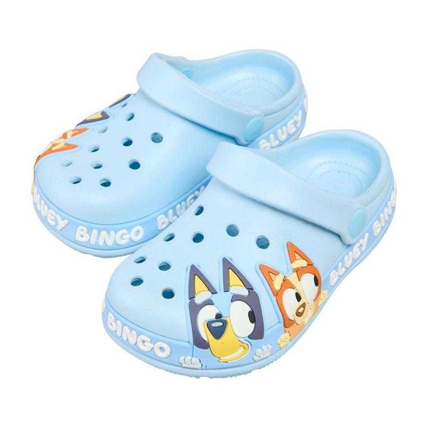 Blue - Side - Bluey Childrens-Kids Bluey & Bingo Flat Clogs