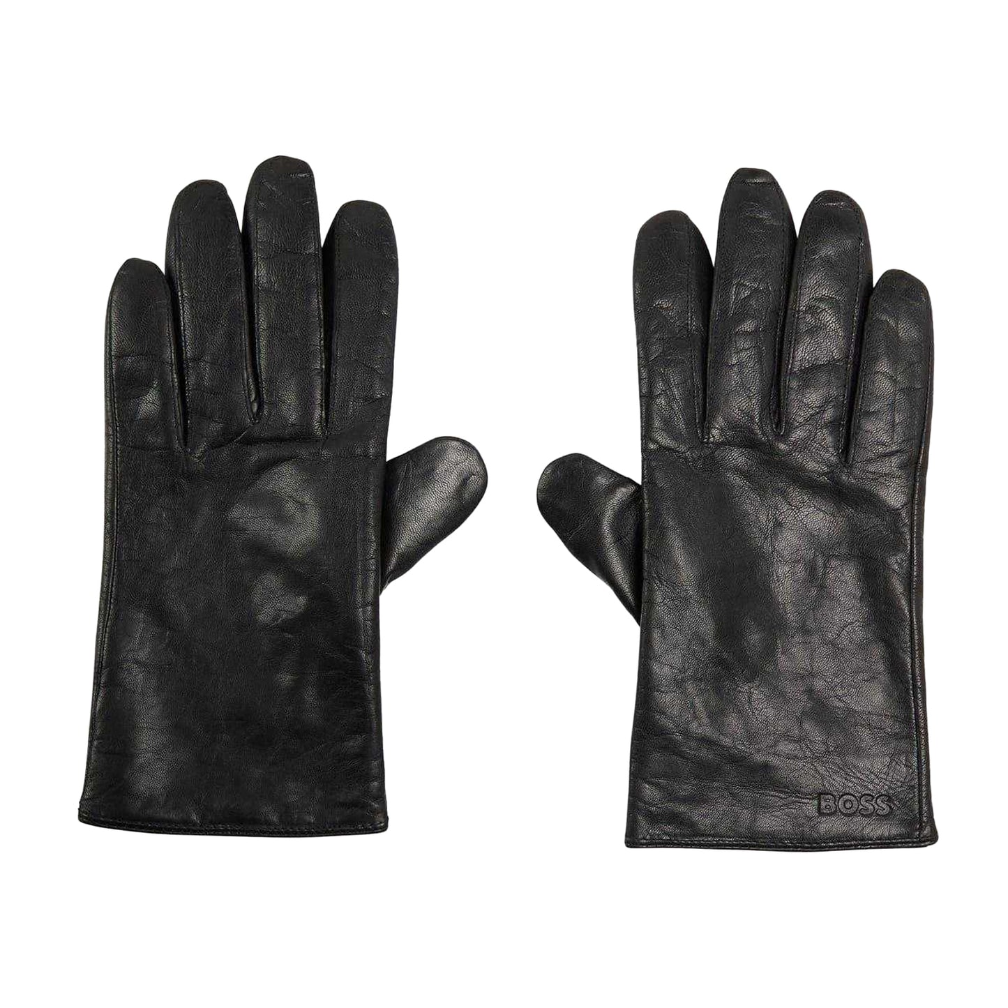 Black - Side - Boss Mens Gioli Lightweight Leather Everyday Gloves