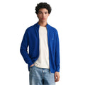 Blue - Side - Gant Mens Cotton Pique Zipped Cardigan