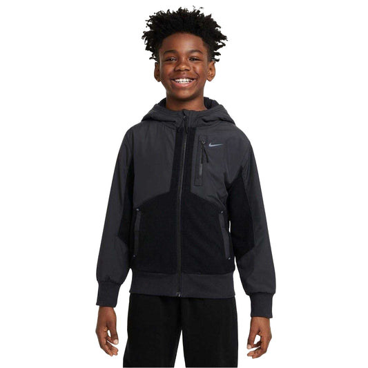 Black - Front - Nike Childrens-Kids Cargo Zipped Hooded Jacket