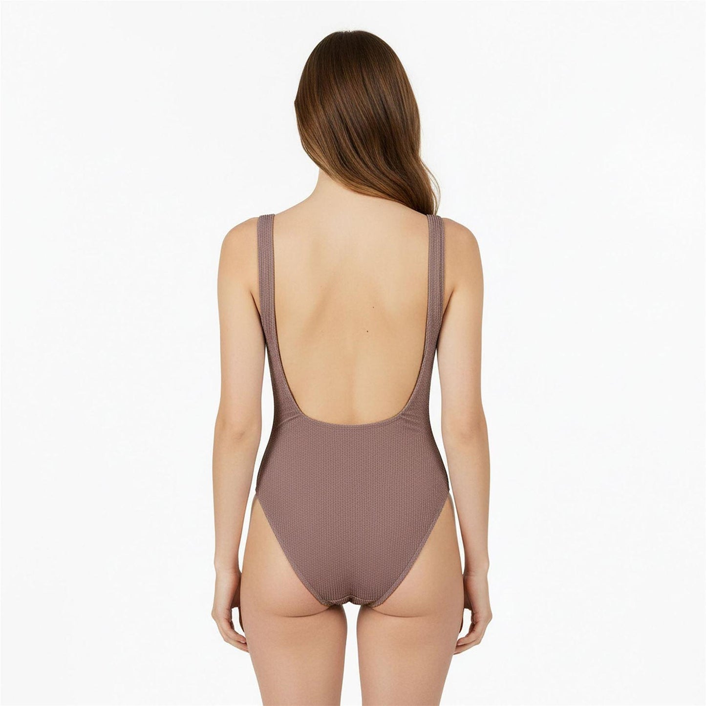 Mocha - Lifestyle - Jack Wills Womens-Ladies Crinkled One Piece Swimsuit