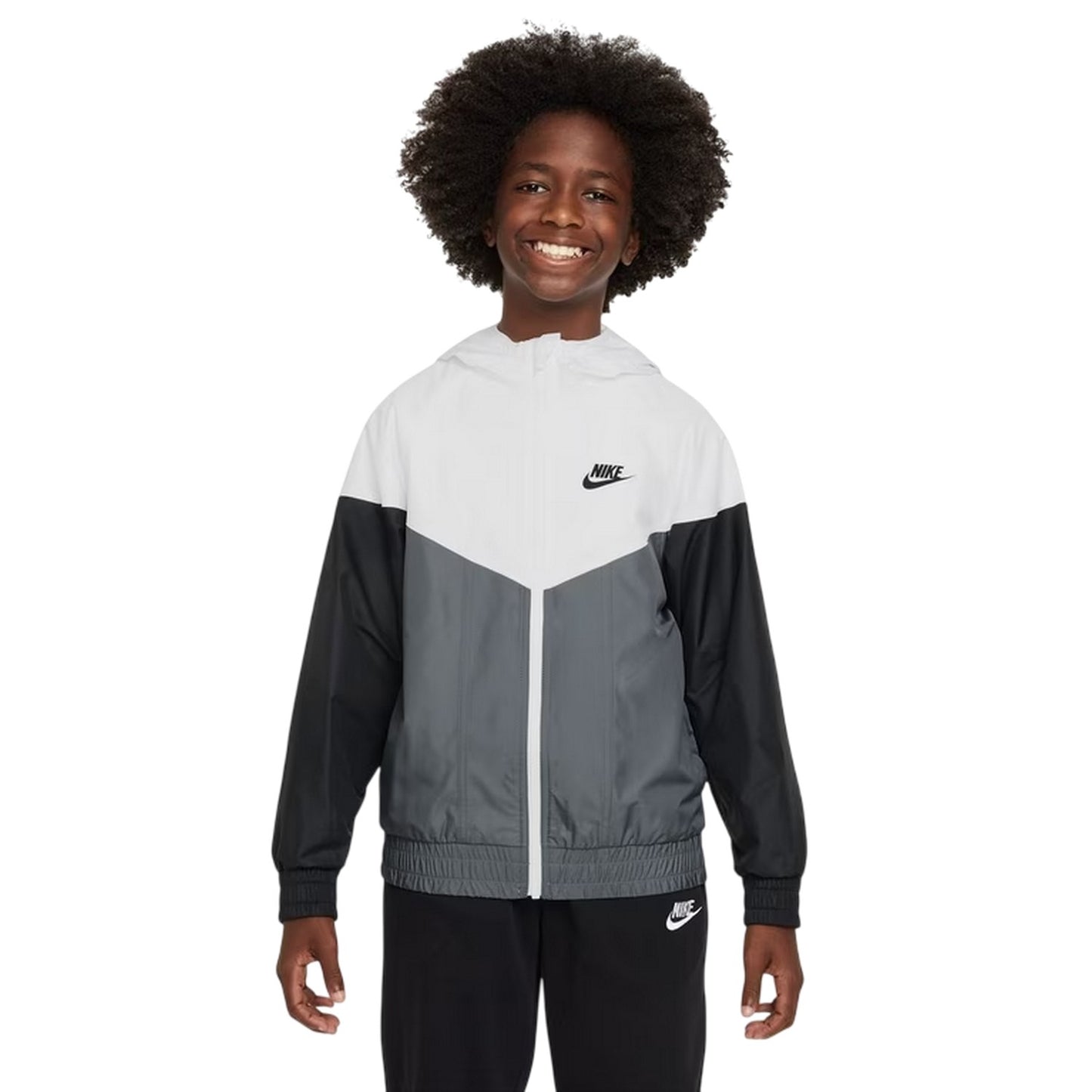 Black-White-Grey - Lifestyle - Nike Childrens-Kids Chevron Windbreaker
