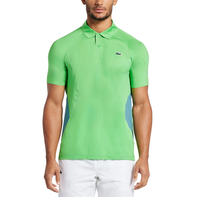 Green - Side - Lacoste Mens Novak Djokovic Regular Tennis Polo Shirt