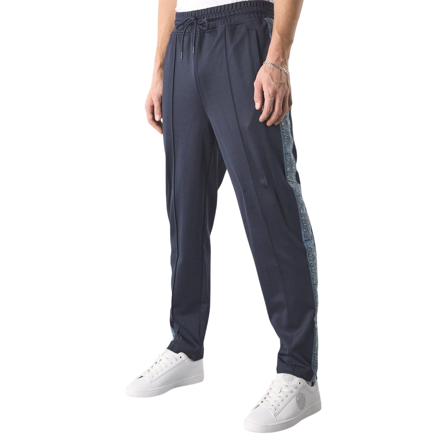 Navy - Lifestyle - Pretty Green Mens Paisley Taped Slim Joggers