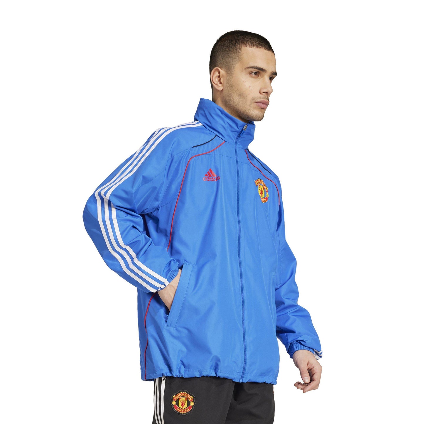 Blue - Lifestyle - Adidas Mens Manchester United FC Hooded Jacket