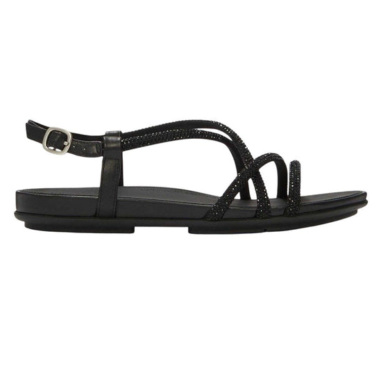 All Black - Front - Fit Flop Womens-Ladies Gracie Rhinestone Sandals