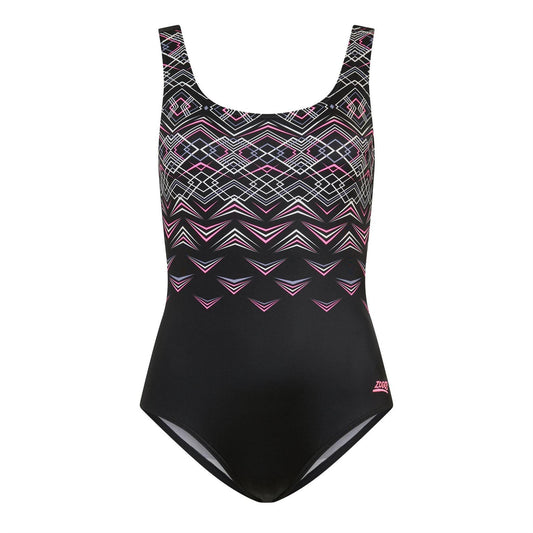 Black - Front - Zoggs Womens-Ladies Electric Scoopback One Piece Swimsuit