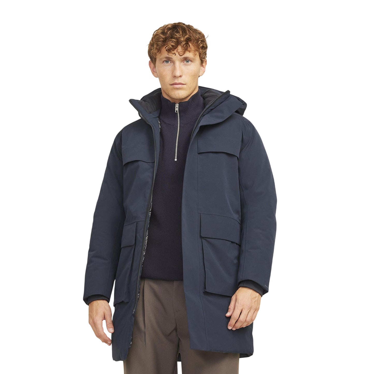 Dark Navy - Side - Jack And Jones Mens Relaxed Fit Parka