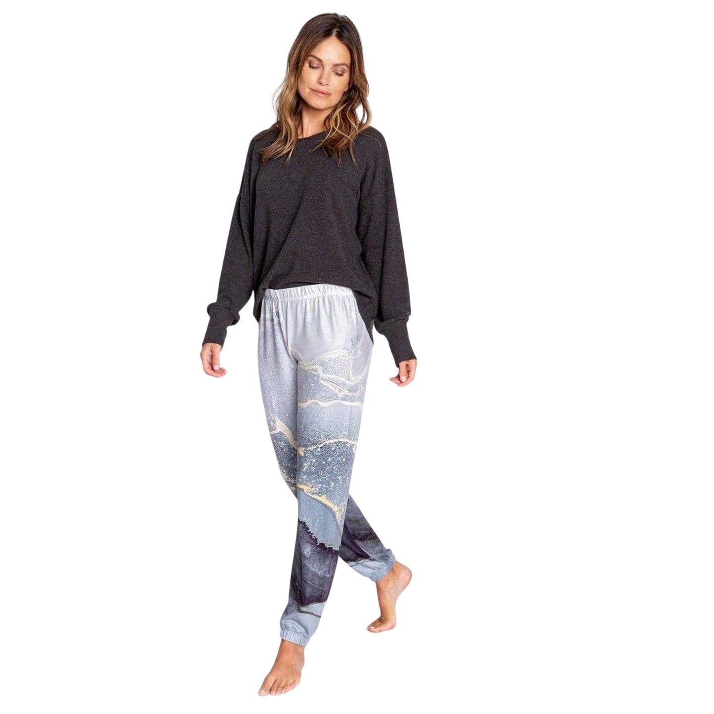 Ombre-Black-Grey - Lifestyle - PJ Salvage Womens-Ladies Ombre Relaxed Fit Jogging Bottoms