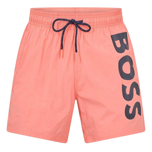 Bright Pink - Front - Boss Mens Octopus Bold Logo Swim Shorts