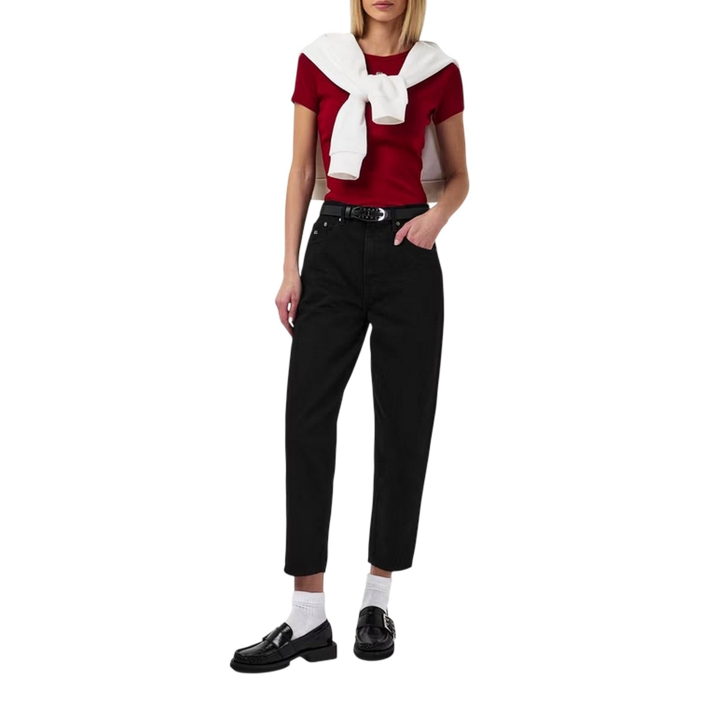 Black Denim - Lifestyle - Tommy Jeans Womens-Ladies Tapered High Rise Mom Jeans