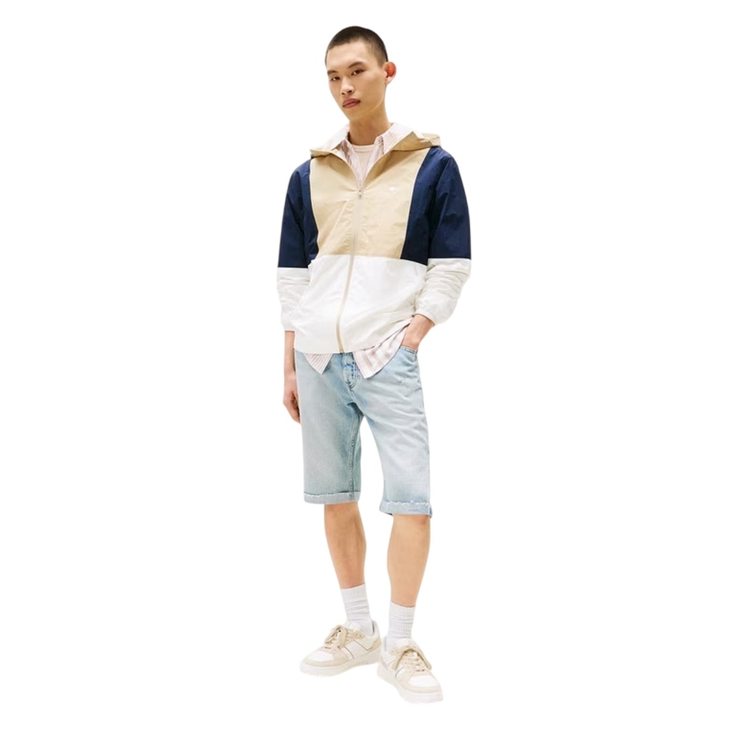 Ecru-Beige - Lifestyle - Tommy Jeans Mens Chicago Colour Block Windbreaker