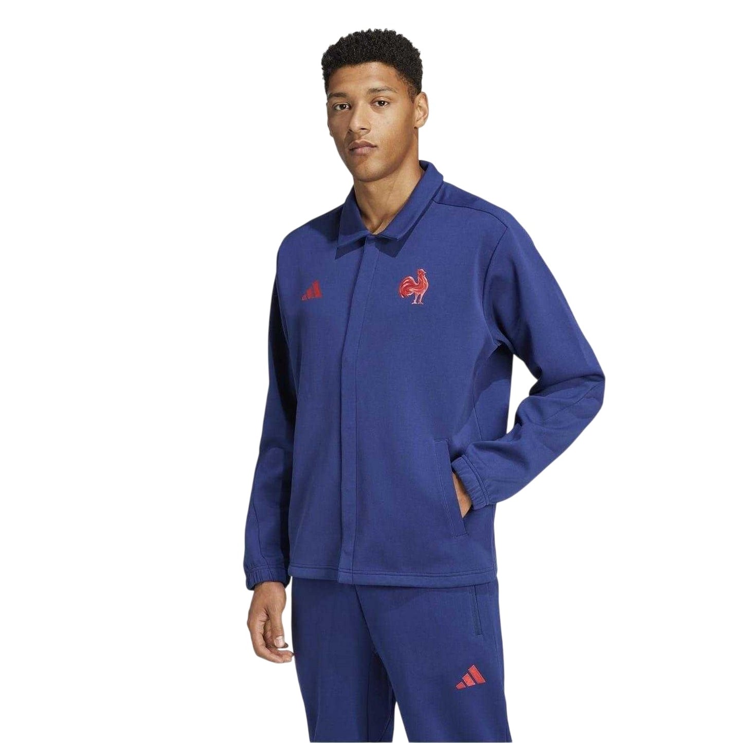 Dark Blue - Pack Shot - Adidas Mens 24-25 France FFR Travel Jacket