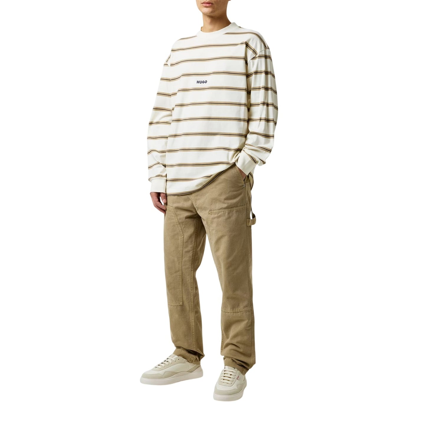 Sand - Lifestyle - Hugo Mens Cotton Plain Regular Cargo Trousers