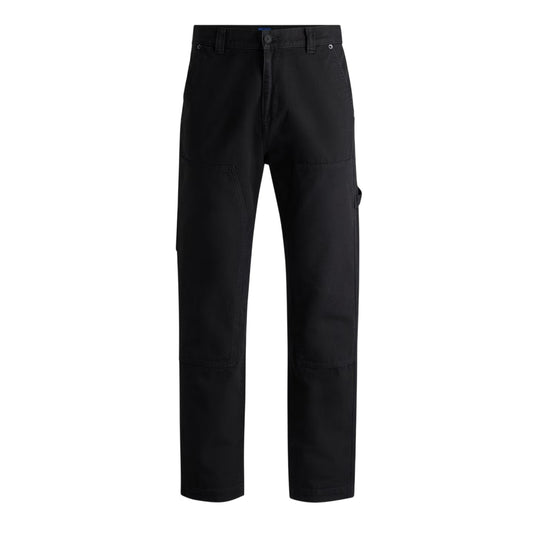 Black - Front - Hugo Mens Cotton Plain Regular Cargo Trousers