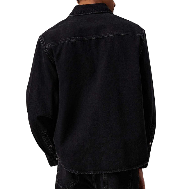 Black - Back - Calvin Klein Mens Linear Denim Regular Shirt