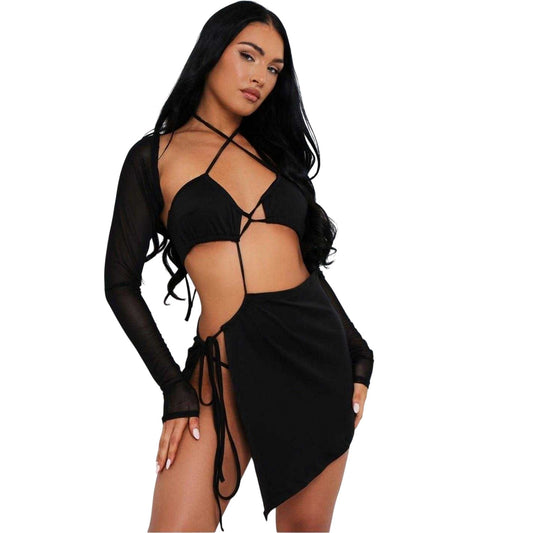 Black - Front - Missy Empire Womens-Ladies Bolero Cut Out Dress